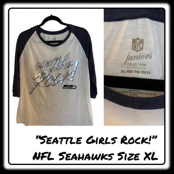 “Seattle Girls Rock” Seahawks NFL Silver & Navy Size XLarge - Picture 1 of 1